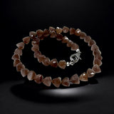 17.25 ” Chocolate Moonstone Pave Diamond Necklace, Spiritual Gemstone Necklace, Healing Jewelry, Crown Chakra Moonstone Jewelry Gifts