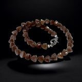 17.25 ” Chocolate Moonstone Pave Diamond Necklace, Spiritual Gemstone Necklace, Healing Jewelry, Crown Chakra Moonstone Jewelry Gifts