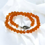 17.25 ” Carnelian Pave Diamond Necklace, Spiritual Gemstone Necklace, Healing Jewelry, Chakra Balancing Jewelry Gifts, July Birthstone Gifts