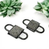 Pave Diamond Lock, Black Rhodium over Sterling Silver Double Sided Clasp and Double Sided Diamonds, 24.5mm x 14mm , 1 Pc