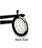 Rainbow Moonstone Pave Diamond Pendant, Silver Gemstone Pendant, Spiritual Healing Crystal Jewelry, Crown Chakra Jewelry, June Birthstone