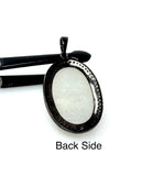Rainbow Moonstone Gemstone Pendant, Diamond Pendant, Gemstone Pendant, Pave Diamond Pendant, Moonstone Pendant, Sterling Silver Jewelry