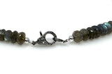 17.25” Natural Labradorite Necklace with Pave Diamond Clasp, Spiritual Healing Crystal Jewelry, Chakra Balancing Jewelry Gifts for Her