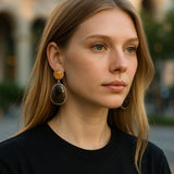 Yellow Sapphire and Smoky Sapphire Gemstone Earrings, Pave Diamond Earrings , Chakra Jewelry, Spiritual Healing Jewelry, Crystal Earrings