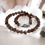 17.25 ” Chocolate Moonstone Pave Diamond Necklace, Spiritual Gemstone Necklace, Healing Jewelry, Crown Chakra Moonstone Jewelry Gifts