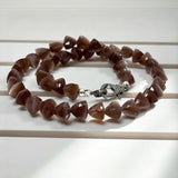 17.25 ” Chocolate Moonstone Pave Diamond Necklace, Spiritual Gemstone Necklace, Healing Jewelry, Crown Chakra Moonstone Jewelry Gifts