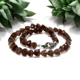 17.25 ” Chocolate Moonstone Pave Diamond Necklace, Spiritual Gemstone Necklace, Healing Jewelry, Crown Chakra Moonstone Jewelry Gifts