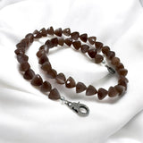 17.25 ” Chocolate Moonstone Pave Diamond Necklace, Spiritual Gemstone Necklace, Healing Jewelry, Crown Chakra Moonstone Jewelry Gifts