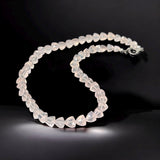 17.15” Rose Quartz Pave Diamond Necklace, Spiritual Healing Crystal Necklace, Heart Chakra Gemstone Jewelry, Birthstone Handmade Gifts