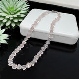 17.15” Rose Quartz Pave Diamond Necklace, Spiritual Healing Crystal Necklace, Heart Chakra Gemstone Jewelry, Birthstone Handmade Gifts