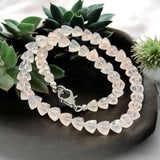 17.15” Rose Quartz Pave Diamond Necklace, Spiritual Healing Crystal Necklace, Heart Chakra Gemstone Jewelry, Birthstone Handmade Gifts