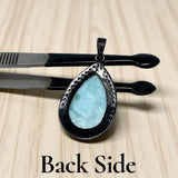 Larimar Gemstone Pendant, Natural Larimar Pave Diamond Pendant, Spiritual Healing Jewelry, Chakra Jewelry, December Birthstone Pendant Gifts