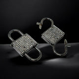 Pave Diamond Lock, Black Rhodium over Sterling Silver Double Sided Clasp and Double Sided Diamonds, 24.5mm x 14mm , 1 Pc