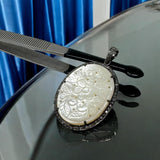 Mother of Pearl Pave Diamond Pendant, Nacre Gemstone Pendant, Healing Chakra Pendant, Chakra Jewelry, June Birthstone Jewelry Gifts