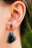 Blue Sapphire Earrings, Pave Diamond Victorian Jewelry, Spiritual Healing Gemstone Earrings, Chakra Jewelry, September Birthstone Gifts