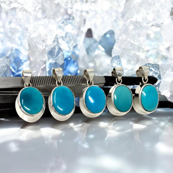 Sterling Silver Turquoise Pendant, Spiritual Healing Crystal Jewelry, December Birthstone, Chakra Jewelry, Sleeping Beauty Turquoise Pendant