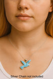 Rare Larimar Bird Pendant, Silver Spiritual Jewelry, Emotional Balance Energy Healing Crystal Pendant, Chakra Jewelry, December Birthstone,
