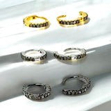 9mm Diamond Huggies Hoop Earrings, Second Piercing Hoop Earrings, Dainty Diamond Hoops, Cartiliage Hoops, Helix Hoops, 6.65mm inner Diameter