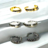 9mm Diamond Huggies Hoop Earrings, Second Piercing Hoop Earrings, Dainty Diamond Hoops, Cartiliage Hoops, Helix Hoops, 6.65mm inner Diameter