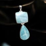 Larimar Gemstone Silver Pendant, Chakra Jewelry, Spiritual Healing Pendant, Energy Healing Crystal Pendant, December Birthtone Jewelry Gift