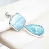 Larimar Gemstone Silver Pendant, Chakra Jewelry, Spiritual Healing Pendant, Energy Healing Crystal Pendant, December Birthtone Jewelry Gift