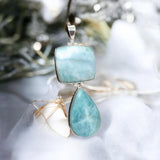 Larimar Gemstone Silver Pendant, Chakra Jewelry, Spiritual Healing Pendant, Energy Healing Crystal Pendant, December Birthtone Jewelry Gift