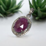 Pink Sapphire Diamond Pendant, Sterling Silver Gemstone Pendant, Spiritual Jewelry, Chakra Healing Crystal Pendant, September Birthstone