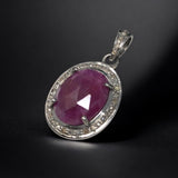 Pink Sapphire Diamond Pendant, Sterling Silver Gemstone Pendant, Spiritual Jewelry, Chakra Healing Crystal Pendant, September Birthstone