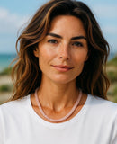 17.75” Rose Quartz Pave Diamond Necklace, Spiritual Healing Crystal Necklace, Heart Chakra Gemstone Jewelry, Birthstone Handmade Gifts