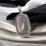 Purple Labradorite Diamond Pendant, Sterling Silver Labradorite Pendant, Spiritual Healing Chakra Balancing Jewelry, Crystal Pendant Gifts