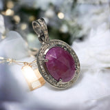 Pink Sapphire Diamond Pendant, Sterling Silver Gemstone Pendant, Spiritual Jewelry, Chakra Healing Crystal Pendant, September Birthstone