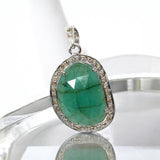 Emerald Diamond Pendant, Sterling Silver May Birthstone Jewelry, Spiritual Healing Chakra Pendant, Emerald Crystal Pendant, 1.30” x 0.75”