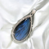 Labradorite Diamond Pendant, Sterling Silver Spiritual Healing Gemstone Jewelry, Chakra Energy Balancing Jewelry, Handmade Crytsal Pendant