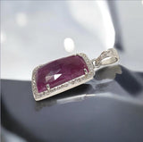 Natural Ruby Diamond Pendant, Gemstone Pendant, Sterling Silver Pendant, Pave Diamond Pendant, Genuine Ruby Jewelry Gifts for Her