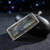Labradorite Gemstone Pendant : Silver Diamond Pendant, Spiritual Healing Crystal Jewelry, Chakra Jewelry, Protection Jewelry Gifts for Her