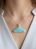 Larimar Gemstone Pendant, Bohemian Jewelry, Spiritual Healing Crystal Jewelry, Chakra Jewelry, December Birthstone Pendant, 34mm X 46.45mm