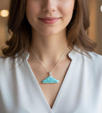 Larimar Gemstone Pendant, Bohemian Jewelry, Spiritual Healing Crystal Jewelry, Chakra Jewelry, December Birthstone Pendant, 34mm X 46.45mm