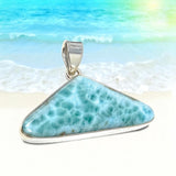 Larimar Gemstone Pendant, Bohemian Jewelry, Spiritual Healing Crystal Jewelry, Chakra Jewelry, December Birthstone Pendant, 34mm X 46.45mm