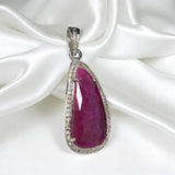 Natural Ruby Diamond Pendant, Sterling Silver Gemstone Pendant, Spiritual Healing Crystal Jewelry, July Birthstone Gifts, Chakra Jewelry