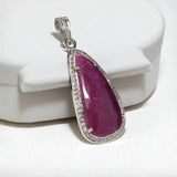 Natural Ruby Diamond Pendant, Sterling Silver Gemstone Pendant, Spiritual Healing Crystal Jewelry, July Birthstone Gifts, Chakra Jewelry
