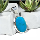 Natural Sleeping Beauty Turquoise Pendant, Sterling Silver Turquoise Gemstone Pendant, Spiritual Healing Crystal Pendant, Chakra Jewelry