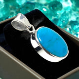 Natural Sleeping Beauty Turquoise Pendant, Sterling Silver Turquoise Gemstone Pendant, Bohemian Jewelry, 1.45” X 0.60”