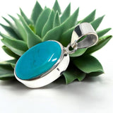 Natural Sleeping Beauty Turquoise Pendant, Sterling Silver Turquoise Gemstone Pendant, Bohemian Jewelry, 1.45” X 0.60”