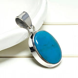 Natural Sleeping Beauty Turquoise Pendant, Sterling Silver Turquoise Gemstone Pendant, Bohemian Jewelry, 1.45” X 0.60”