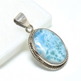 Larimar Gemstone Pendant, Silver Bohemian Jewelry, Spiritual Healing Crystal Pendant, Chakra Jewelry, December Birthstone Gifts for Her
