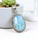 Larimar Gemstone Pendant, Silver Bohemian Jewelry, Spiritual Healing Crystal Pendant, Chakra Jewelry, December Birthstone Gifts for Her