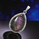 Labradorite Gemstone Pendant, Pave Diamond Pendant, Purple Flash Labradorite, Spiritual Healing Crystal Pendant, Chakra Jewelry,