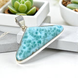 Larimar Gemstone Pendant, Bohemian Jewelry, Spiritual Healing Crystal Jewelry, Chakra Jewelry, December Birthstone Pendant, 34mm X 46.45mm