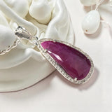 Natural Ruby Diamond Pendant, Sterling Silver Gemstone Pendant, Spiritual Healing Crystal Jewelry, July Birthstone Gifts, Chakra Jewelry