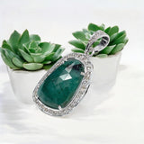 Emerald Diamond Pendant, Sterling Silver May Birthstone Pendant, Spiritual Healing Crystal Pendant, Heart Chakra Jewelry, Emotional Wellness